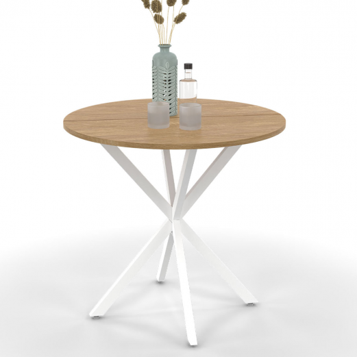 ALIX ronde eettafel voor 2 tot 4 personen, hout en witte spinpoot 80 cm