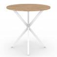 ALIX ronde eettafel voor 2 tot 4 personen, hout en witte spinpoot 80 cm