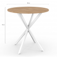 ALIX ronde eettafel voor 2 tot 4 personen, hout en witte spinpoot 80 cm