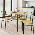 Ensemble table ANGIE 4 personnes + 4 chaises bois et métal noir