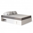 SALEM bedframe met opbergruimte en 140 x 190 cm witte lattenbodem + 20 cm dikke traagschuim matras