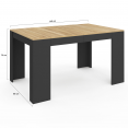 Table console extensible ORLANDO 6 personnes 140 cm bois noir et façon hêtre