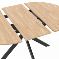 ALIX uitschuifbare eettafel, rond, 6-8 personen, zwart en hout spiderpoot 120-160 cm