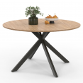 ALIX uitschuifbare eettafel, rond, 6-8 personen, zwart en hout spiderpoot 120-160 cm