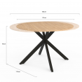 ALIX uitschuifbare eettafel, rond, 6-8 personen, zwart en hout spiderpoot 120-160 cm