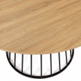 Table à manger ronde YUNA 4-6 personnes plateau bois et pied filaire en métal noir 110 cm