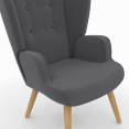 Fauteuil scandinave SVEN grand confort en tissu gris anthracite