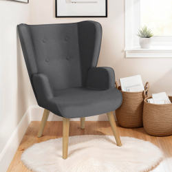 Fauteuil scandinave SVEN grand confort en tissu gris anthracite