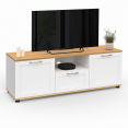 VITO TV-meubel met witte lade en nis en 110 cm houten blad