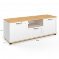 Meuble TV 110 cm VITO avec tiroir et niche blanc et bois