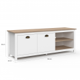 ISIS 140 cm vintage houten en witte TV-standaard