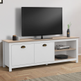 Meuble TV 140 cm vintage ISIS bois et blanc