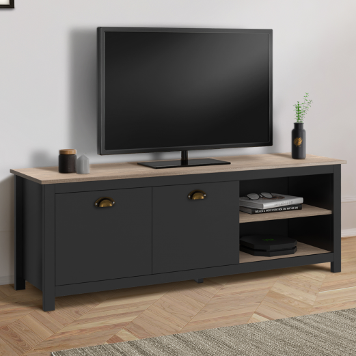 ISIS 140 cm vintage houten en zwart TV-meubel