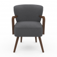 Antracietgrijze LUCIEN vintage fauteuil met donkerhouten poten