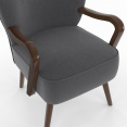 Antracietgrijze LUCIEN vintage fauteuil met donkerhouten poten