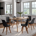 Set van 6 zwarte SARA Scandinavische eetkamerstoelen met donkere poten