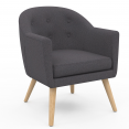 Fauteuil scandinave OLAN cabriolet en tissu gris anthracite