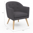 OLAN cabriolet scandinavische fauteuil in antracietgrijze stof