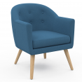 Scandinavische fauteuil OLAN cabriolet in blauwe stof