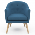 Scandinavische fauteuil OLAN cabriolet in blauwe stof