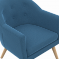 Fauteuil scandinave OLAN cabriolet en tissu bleu