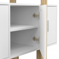 Buffet 140 cm PHOENIX 4 portes blanc et bois