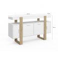 Buffet 140 cm PHOENIX 4 portes blanc et bois