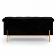 Banc coffre rangement LOUIS avec pieds métal doré 100 cm velours noir