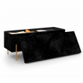 Banc coffre rangement LOUIS avec pieds métal doré 100 cm velours noir