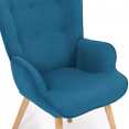 Fauteuil scandinave IVAR en tissu bleu canard