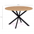 Table à manger ronde ALIX 4-6 personnes pied araignée bois et noir 110 cm