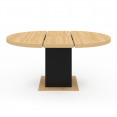 Table à manger extensible ronde EDEN 6-8 personnes bois et noir 120-160 cm