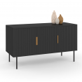 110 cm MARCEL zwart 3-deurs dressoir met lamelleneffect