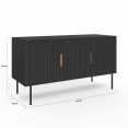 110 cm MARCEL zwart 3-deurs dressoir met lamelleneffect