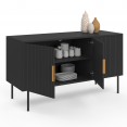 110 cm MARCEL zwart 3-deurs dressoir met lamelleneffect