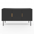 110 cm MARCEL zwart 3-deurs dressoir met lamelleneffect