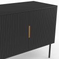 Buffet 110 cm MARCEL noir 3 portes effet lattes