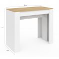 Table console extensible ORLANDO 14 personnes 300 cm blanc et façon hêtre