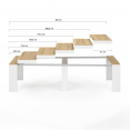 Table console extensible ORLANDO 14 personnes 300 cm blanc et façon hêtre