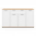 VITO dressoir met 4 deuren en 1 lade, wit en houten blad 140 cm