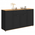 Buffet 140 cm VITO 4 portes et 1 tiroir noir et bois