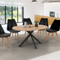 ALIX uitschuifbare eettafel, rond, 6-8 personen, zwart en hout spiderpoot 120-160 cm