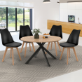 ALIX uitschuifbare eettafel, rond, 6-8 personen, zwart en hout spiderpoot 120-160 cm