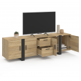 Meuble TV 180 cm PHOENIX 4 portes + 2 tiroirs bois et noir