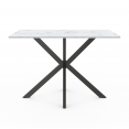 ALASKA 4-persoons eettafel met wit marmereffect en metalen spinpoot 110 cm