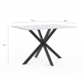 ALASKA 4-persoons eettafel met wit marmereffect en metalen spinpoot 110 cm