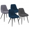 Set van 4 fluwelen THALYA-stoelen met gemengde kleuren, blauw x2, lichtgrijs, donkergrijs met halve armleuningen