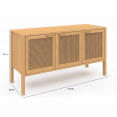 EDHEN 3-deurs laag dressoir met vlechtwerk 110 cm