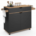 COSY XXL L.90 CM keuken dressoir met zwarte lade en beuken planken