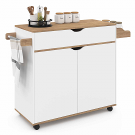 COSY XXL L.90 CM keuken dressoir met witte lade en beuken planken